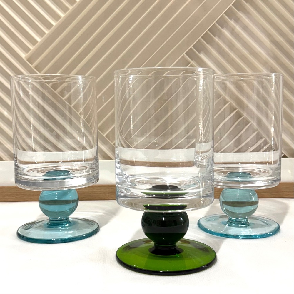 Marquis Waterford Rotondo All Purpose Glasses Set 7 Multi Color Ball Stem MCM - Picture 5 of 7